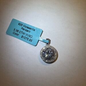 925 Silver Moissanite Pendant 3.36 CTW VVSD